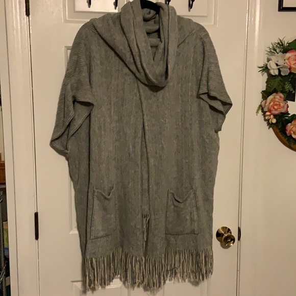 Sweaters - Knit Cowl Pullover Sweater w/ Fringe AS IS